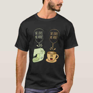 T-shirt Machine à coudre Café Coudre Coudre Coussin Coussi