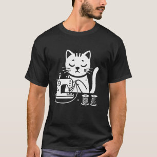 T-shirt Machine à coudre Chat avec Fils