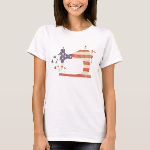 T-shirt Machine à coudre du drapeau patriotique américain