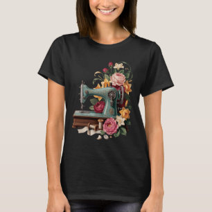 T-shirt Machine à coudre Fleurs Couturière Tailleur Piquag