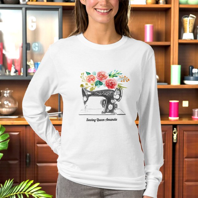 T-shirt Machine à coudre Noire sur mesure Blanc (Créateur téléchargé)
