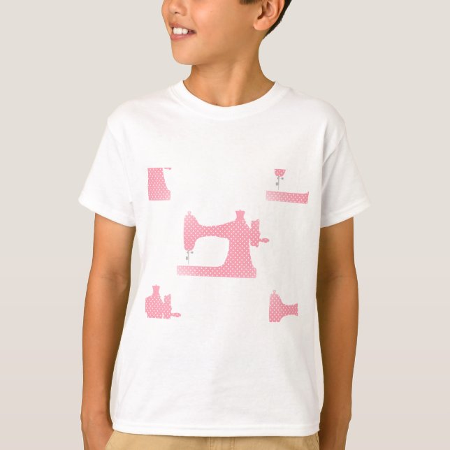 T-shirt machine à coudre rose (Devant)