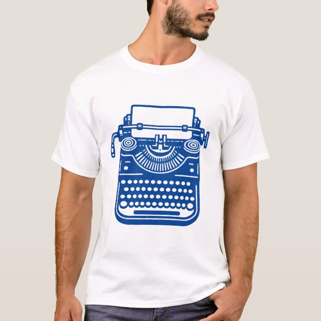 T-shirt Machine à écrire vintage - Bleu profond (Devant)