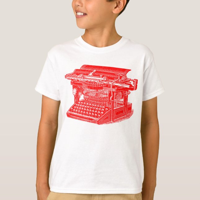 T-shirt Machine à écrire vintage - Rouge (Devant)