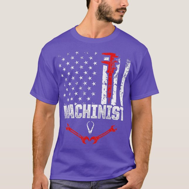 T-shirt Machinist USA Drapeaux Machine Operator Machines (Devant)