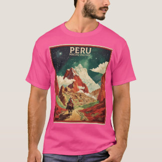 T-shirt Machu Picchu Starry Night Pérou Visite Poster vint