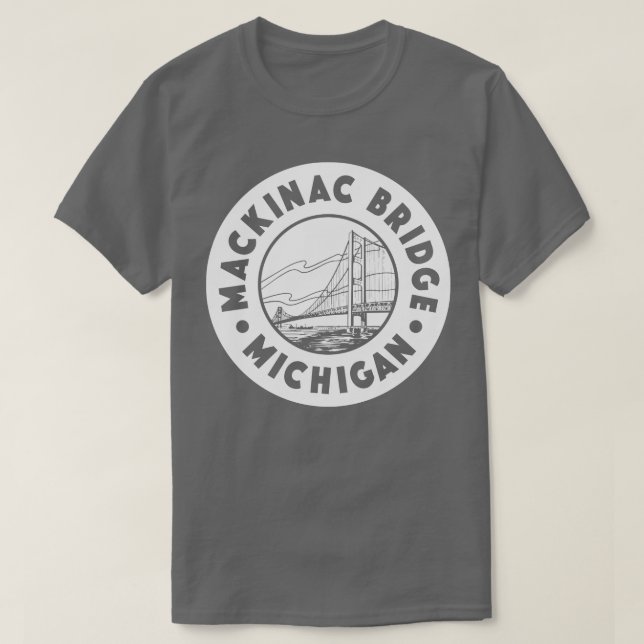 T-shirt Mackinac Bridge Michigan Circle Blanc (Design devant)