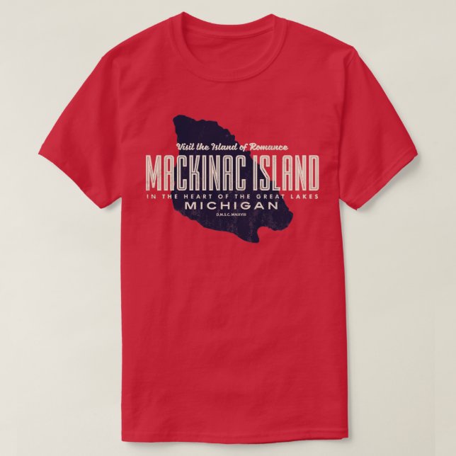 T-shirt Mackinac Island Michigan Island Map (Design devant)