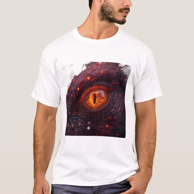 T-Shirt Macro Graphique Œil de Dragon Ardente (Devant)
