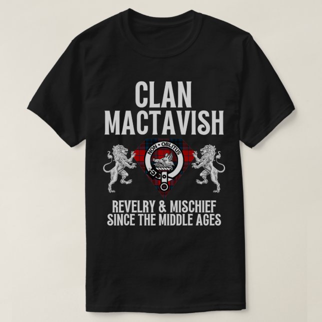 T-shirt MacTavish Clan Scottish Nom Armoiries Tartan F (Design devant)