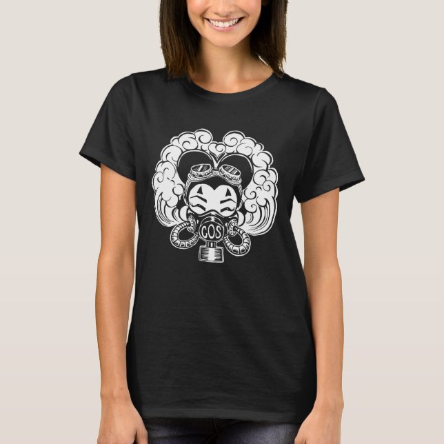 T-shirt Mad Sindi Blanc sur noir (grand verre de Sindi) (Devant)