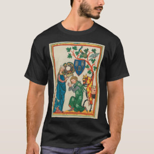 T-shirt Madame avec le chevalier, manuscrit médiéval du