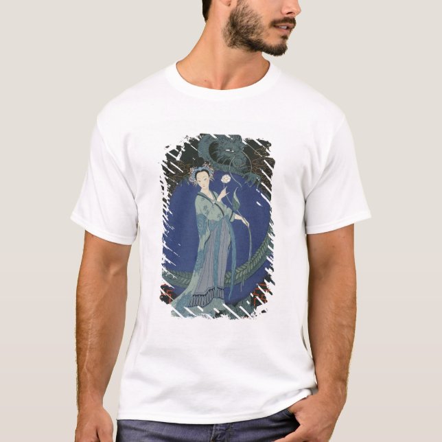 T-shirt Madame avec un dragon (litho de couleur) (Devant)