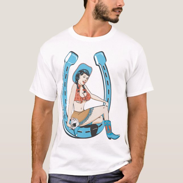 T-shirt Madame de pin-up Luck de fille de tisonnier (Devant)