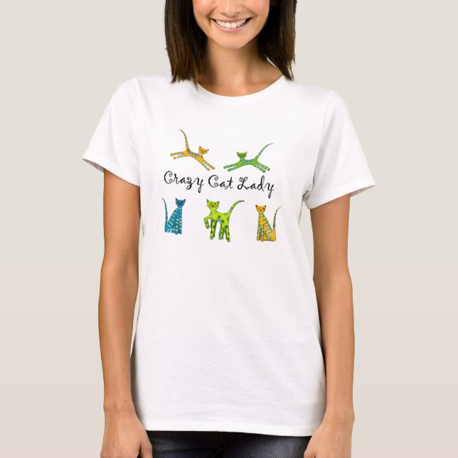 T-shirt Madame folle de chat (Devant)