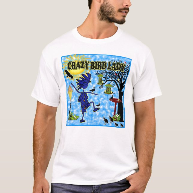 T-shirt Madame folle Design d'oiseau (Devant)
