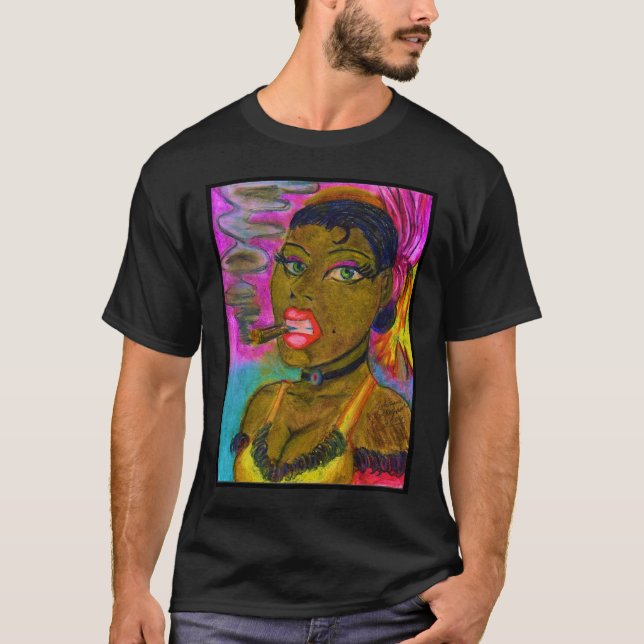 T-shirt Madame fumant un cigare (Devant)