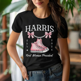 T-shirt Madame la Présidente Harris 2024 Baskets et perles