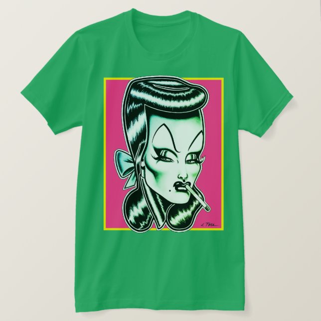 T-shirt Madame Mars™/Couleurs Cosmiques/Vert (Design devant)