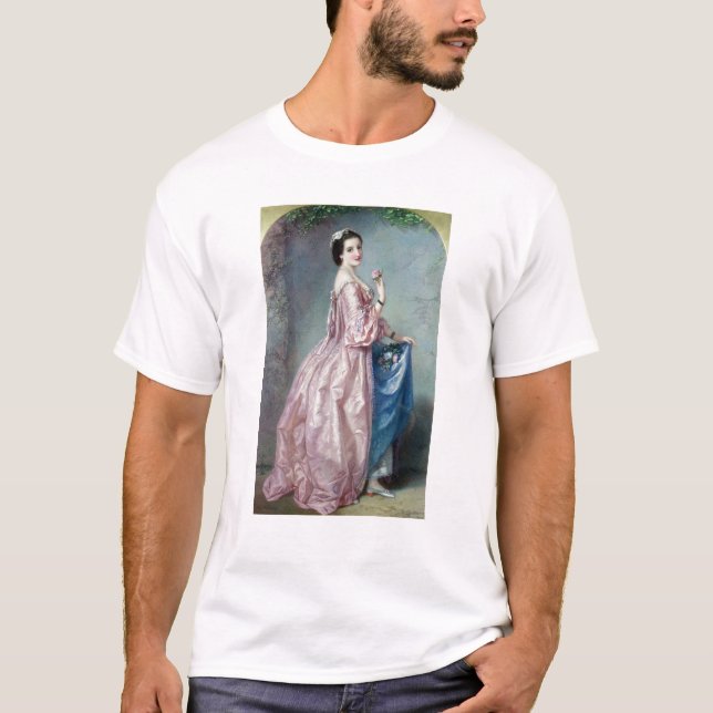 T-shirt Madame tenant des fleurs dans son jupon (Devant)