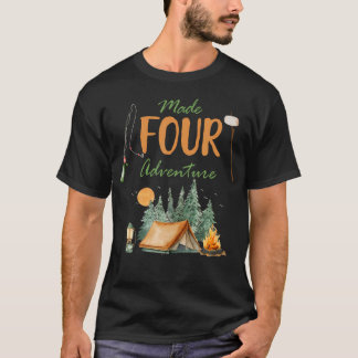 T-shirt Made Four Adventure 4Th Birthday Camping Outdoor T