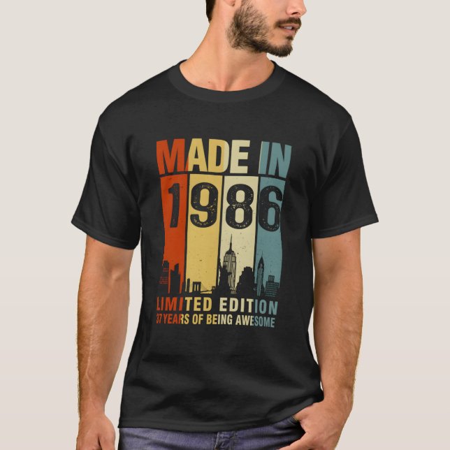 T-shirt Made In 1986 37 Years Of Being Awesome (Devant)