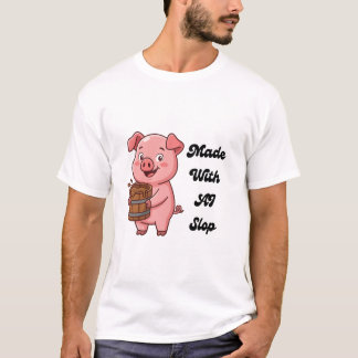 T-Shirt Made With AI Slop Funny Pig Tech Meme
