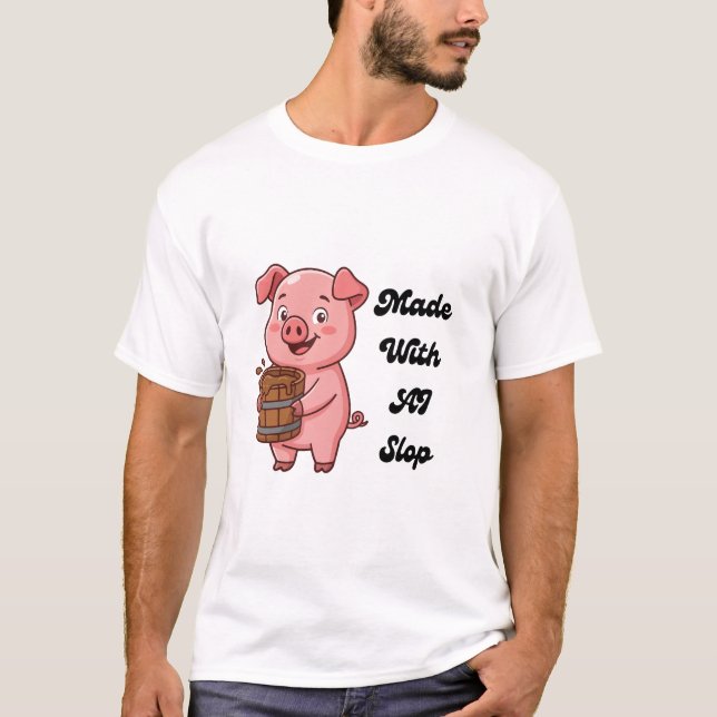 T-Shirt Made With AI Slop Funny Pig Tech Meme (Devant)