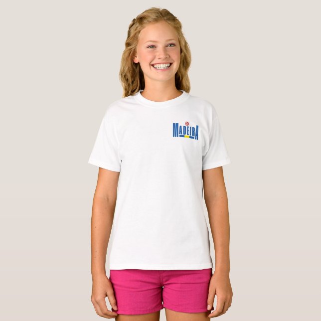 T-shirt Madeira Texte et couleurs du drapeau (Devant entier)
