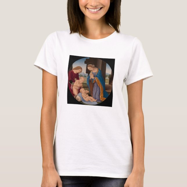 T-shirt Madonna adorant l'enfant avec le saint infantile (Devant)