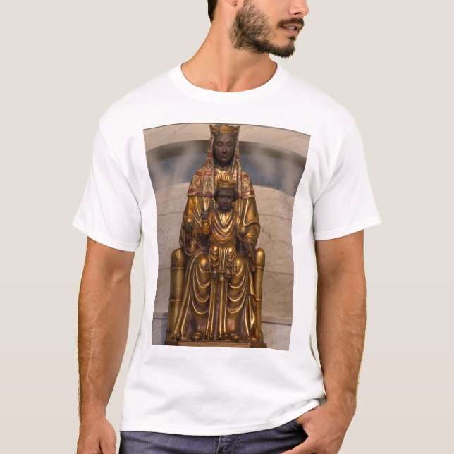 T-shirt Madonna de Montserrat Noir Vierge Marie (Devant)