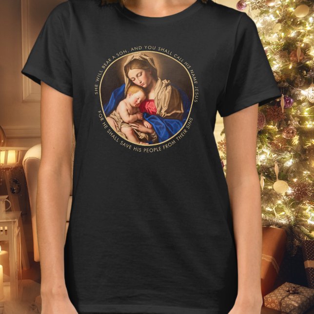 T-shirt Madonna & Enfant Religieux Noël Cadeau Mères (Madonna & Child religious Christmas tshirt for moms, grandmas and all Catholic & Christian women.)