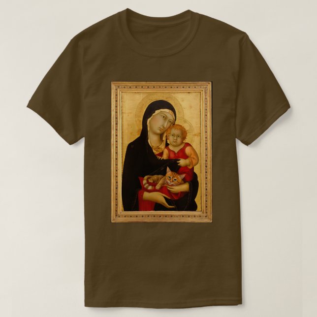 T-shirt Madonna et Enfant et Chat (Design devant)