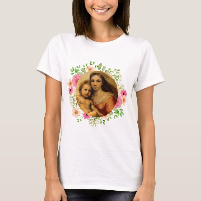 T-shirt Madonna et Sixtine enfant par Rafael (Devant)