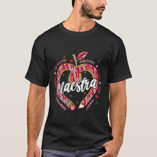 T-shirt Maestra Crayon Professeur d'espagnol Bilingue Sain (Devant)