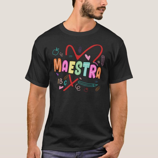 T-shirt Maestra enseignant espagnol langue étrangère Maest (Devant)