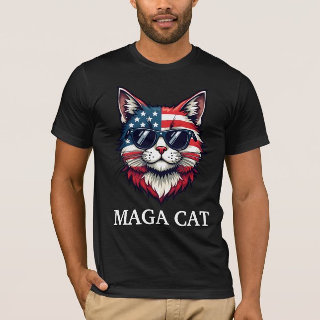 T-shirt MAGA Cat Président Trump American Flag Patriotique (Devant)