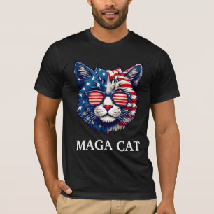 T-shirt MAGA Cat Président Trump American Flag Patriotique