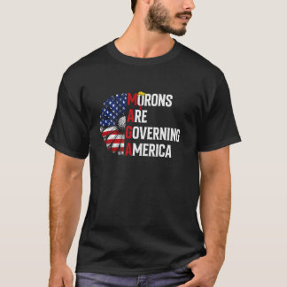 T-shirt MAGA Morons dirige l'Amérique US Drapeau Patrioti