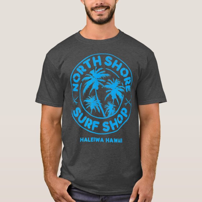 T-shirt Magasin North Shore Surf bleu rétro (Devant)