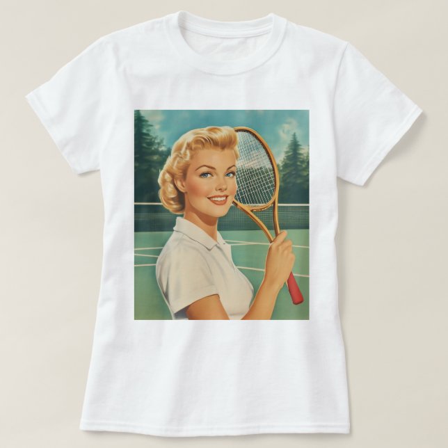 T-shirt Magazine des années 1950 Illustration Tennis Woman (Design devant)
