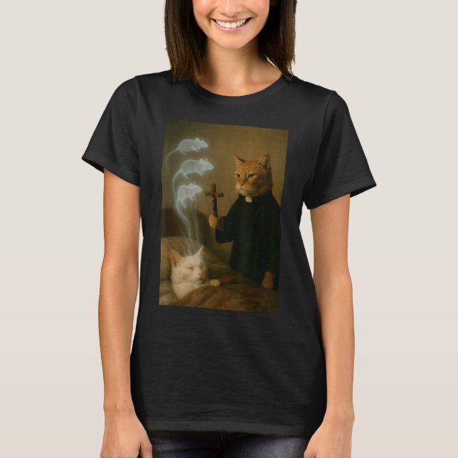 T-shirt Mage Cat Meme Cat Exorcism Mouse Funny Fantasy Hum (Devant)