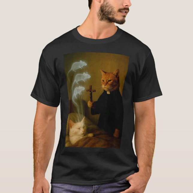 T-shirt Mage Chat Mème Chat Exorcisme Souris Drôle Fantais (Devant)