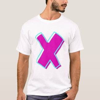 T-shirt Magenta élégant et lettre Turquoise X