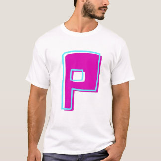 T-shirt Magenta et lettre Turquoise P élégantes