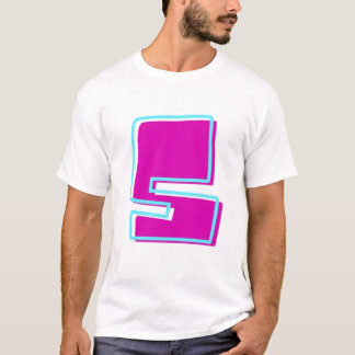 T-shirt Magenta et lettre Turquoise S élégantes