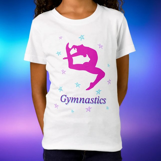 T-Shirt Magenta Gymnastique Leaping Silhouette Star (Créateur téléchargé)