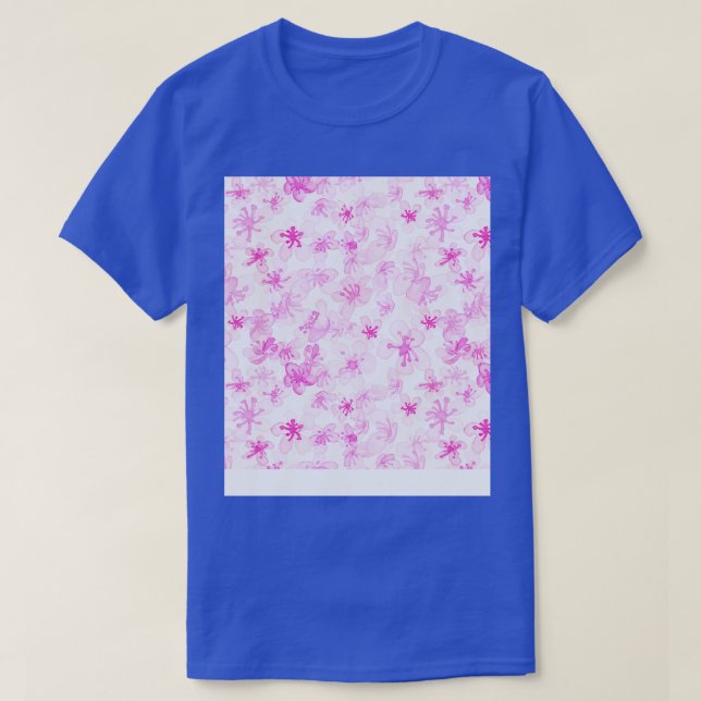 T-shirt Magenta Sakura Cherry Blossom Motif (Design devant)