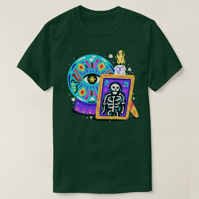 T-shirt Magic Ball Skeleton Halloween (Design devant)