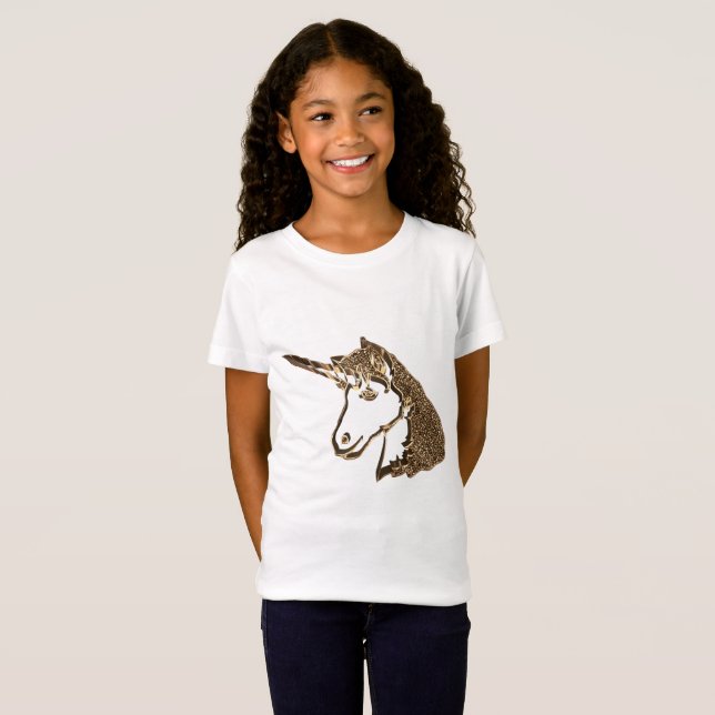 T-Shirt Magic Gold Look Unicorn Portrait (Devant entier)